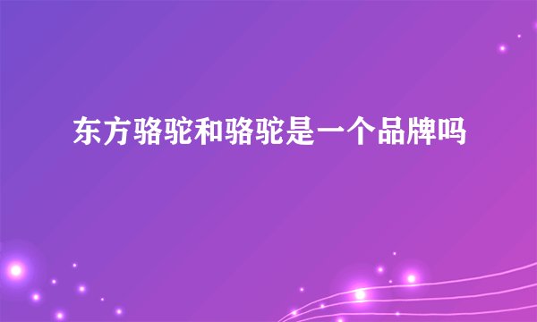 东方骆驼和骆驼是一个品牌吗