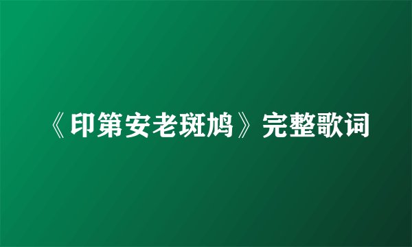 《印第安老斑鸠》完整歌词