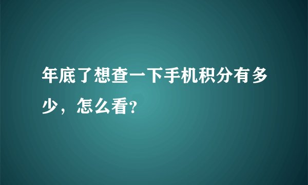 年底了想查一下手机积分有多少，怎么看？