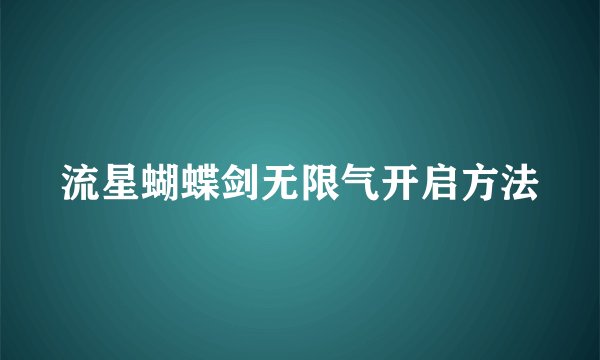 流星蝴蝶剑无限气开启方法