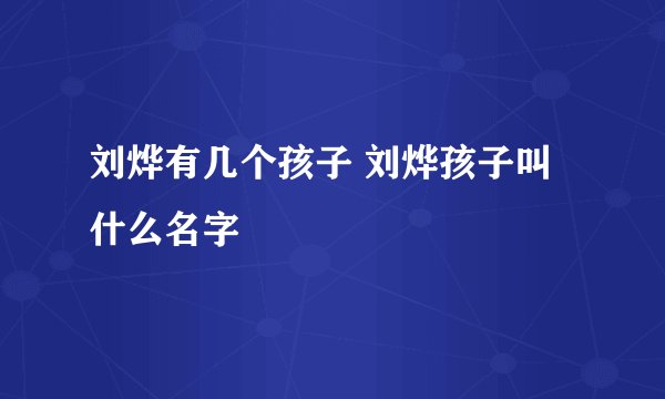 刘烨有几个孩子 刘烨孩子叫什么名字