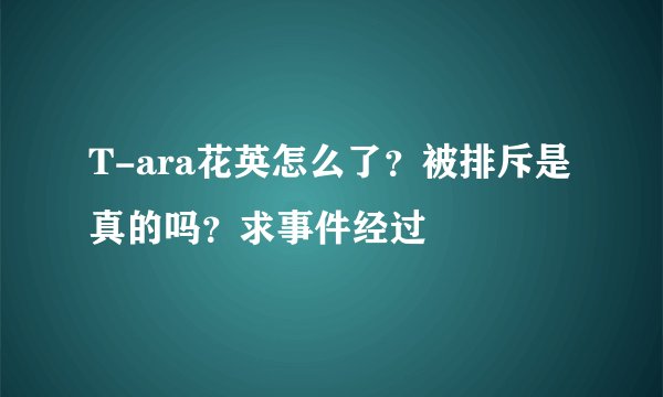 T-ara花英怎么了？被排斥是真的吗？求事件经过
