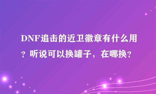 DNF追击的近卫徽章有什么用？听说可以换罐子，在哪换？