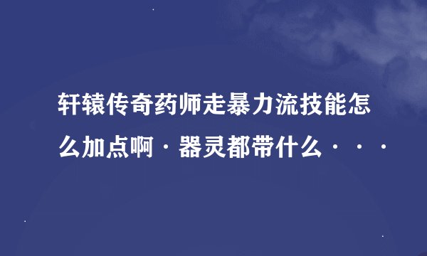 轩辕传奇药师走暴力流技能怎么加点啊·器灵都带什么···