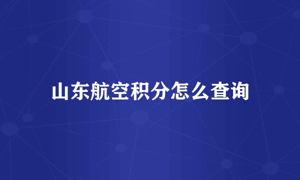 山东航空积分怎么查询