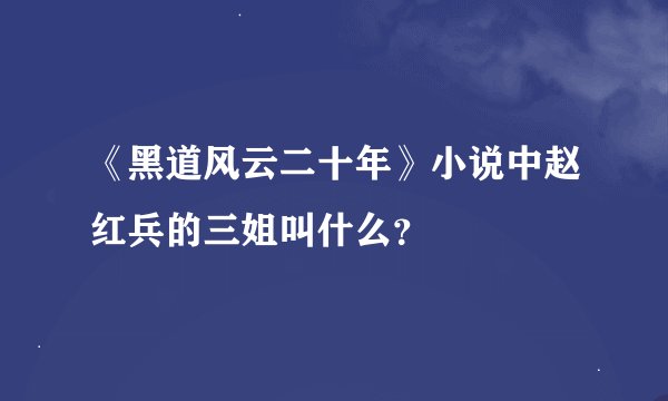 《黑道风云二十年》小说中赵红兵的三姐叫什么？