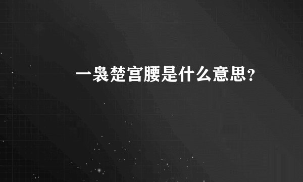 嬛嬛一袅楚宫腰是什么意思？
