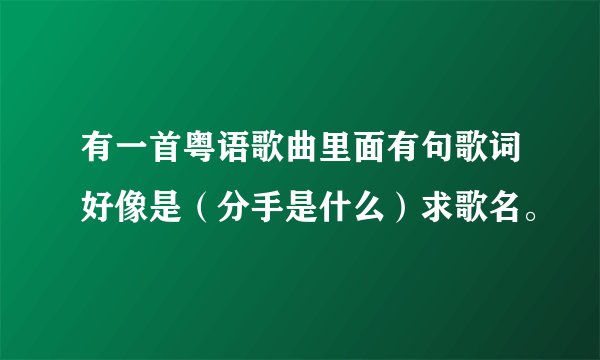 有一首粤语歌曲里面有句歌词好像是（分手是什么）求歌名。