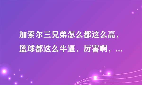 加索尔三兄弟怎么都这么高，篮球都这么牛逼，厉害啊，他父母都是做啥的啊