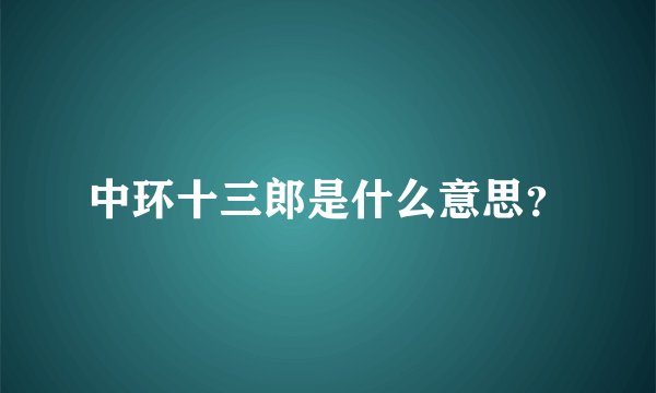 中环十三郎是什么意思？