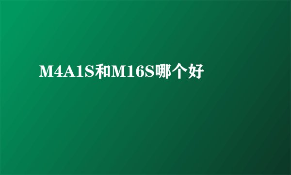 M4A1S和M16S哪个好