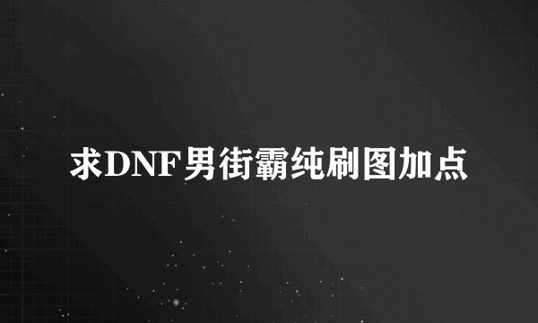 求DNF男街霸纯刷图加点