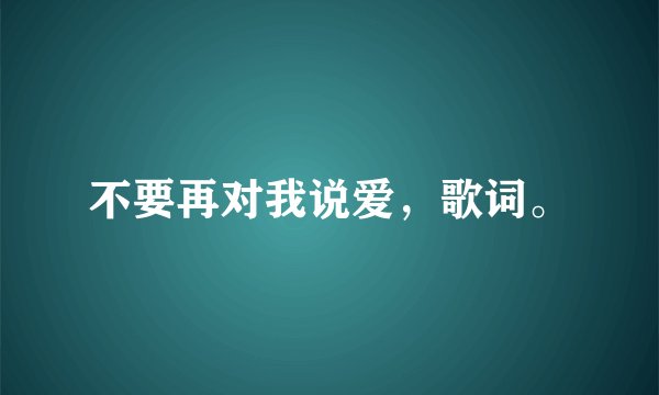 不要再对我说爱，歌词。