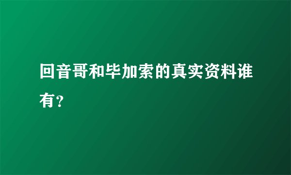 回音哥和毕加索的真实资料谁有？