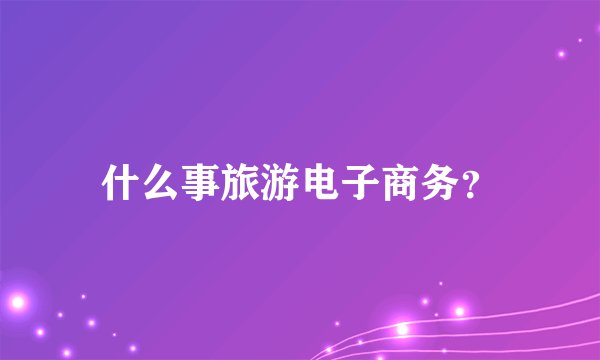 什么事旅游电子商务？