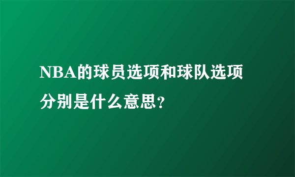 NBA的球员选项和球队选项分别是什么意思？