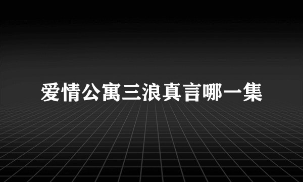 爱情公寓三浪真言哪一集