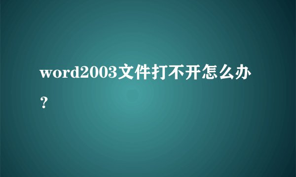 word2003文件打不开怎么办？