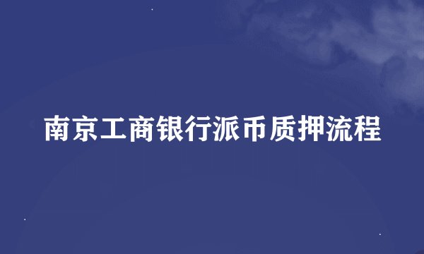 南京工商银行派币质押流程