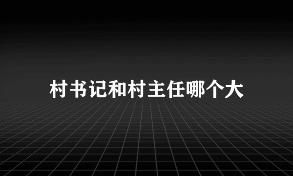 村书记和村主任哪个大