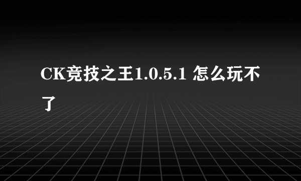 CK竞技之王1.0.5.1 怎么玩不了