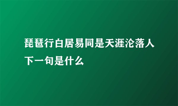 琵琶行白居易同是天涯沦落人下一句是什么