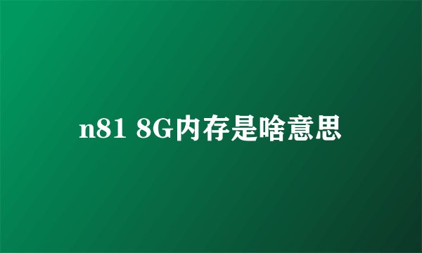 n81 8G内存是啥意思