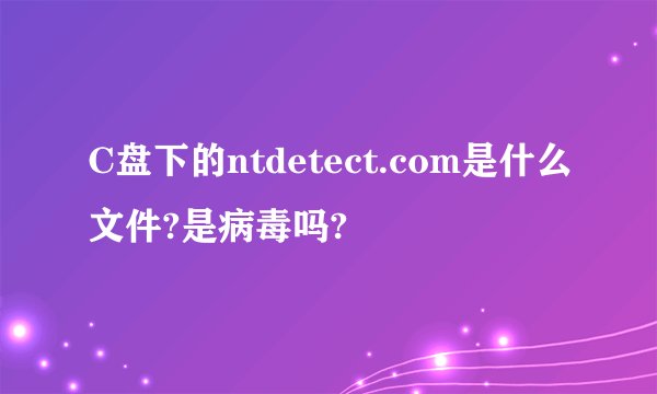 C盘下的ntdetect.com是什么文件?是病毒吗?