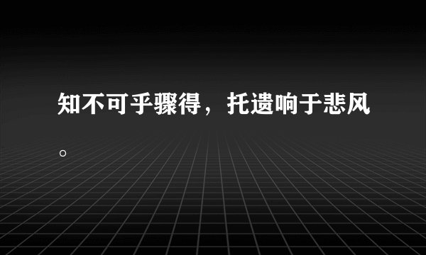 知不可乎骤得，托遗响于悲风。