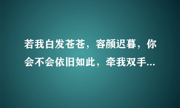 若我白发苍苍，容颜迟暮，你会不会依旧如此，牵我双手，倾世温柔？。 接下一句！