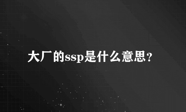 大厂的ssp是什么意思？