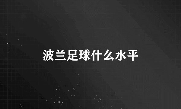 波兰足球什么水平