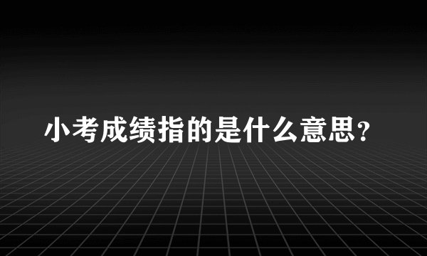 小考成绩指的是什么意思？