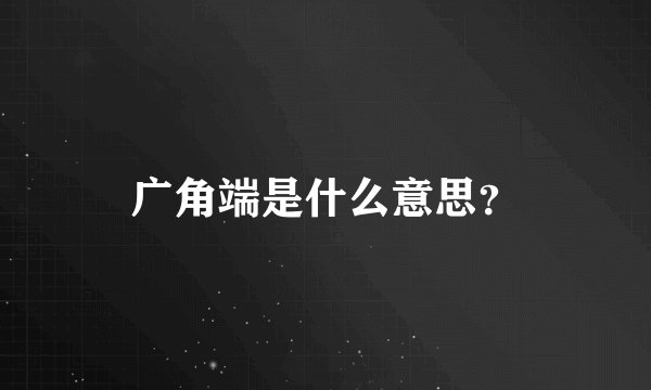 广角端是什么意思？