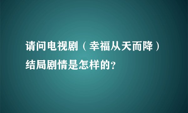 请问电视剧（幸福从天而降）结局剧情是怎样的？