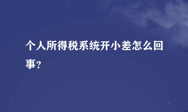 个人所得税系统开小差怎么回事？