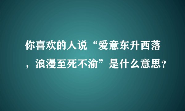 你喜欢的人说“爱意东升西落，浪漫至死不渝”是什么意思？