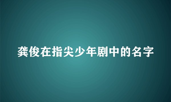 龚俊在指尖少年剧中的名字