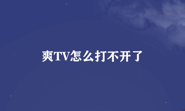 爽TV怎么打不开了