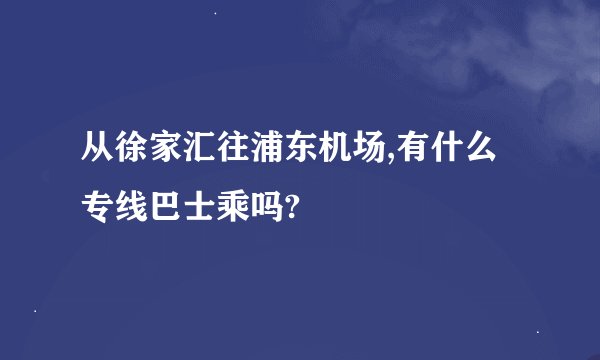 从徐家汇往浦东机场,有什么专线巴士乘吗?