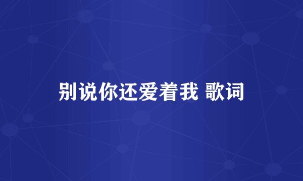 别说你还爱着我 歌词