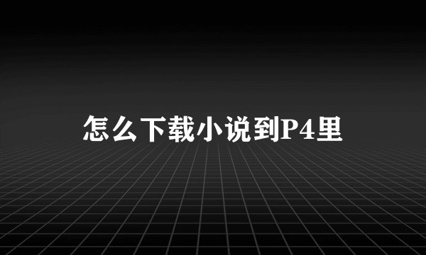怎么下载小说到P4里