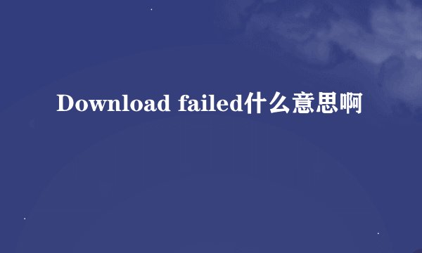 Download failed什么意思啊