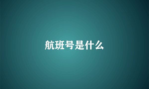 航班号是什么