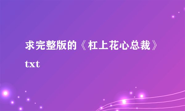 求完整版的《杠上花心总裁》txt