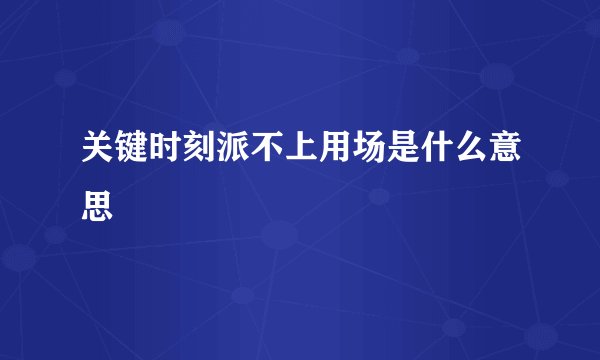 关键时刻派不上用场是什么意思