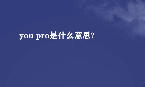 you pro是什么意思?