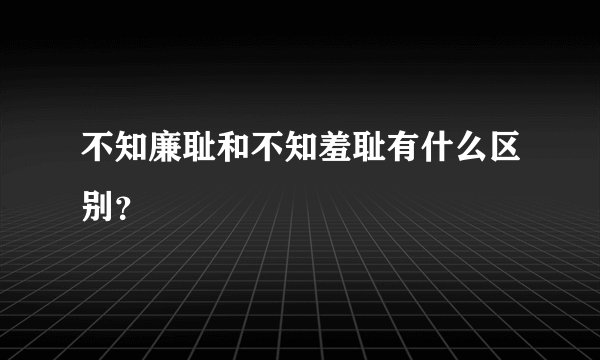 不知廉耻和不知羞耻有什么区别？