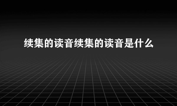 续集的读音续集的读音是什么
