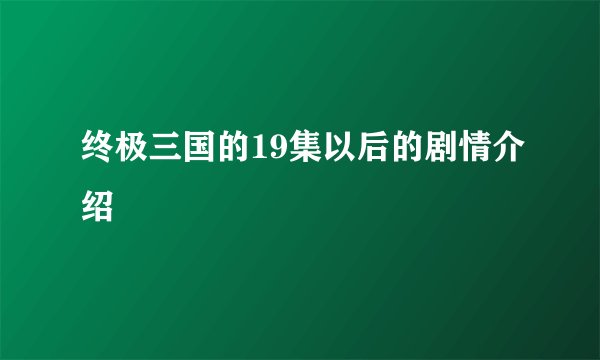 终极三国的19集以后的剧情介绍